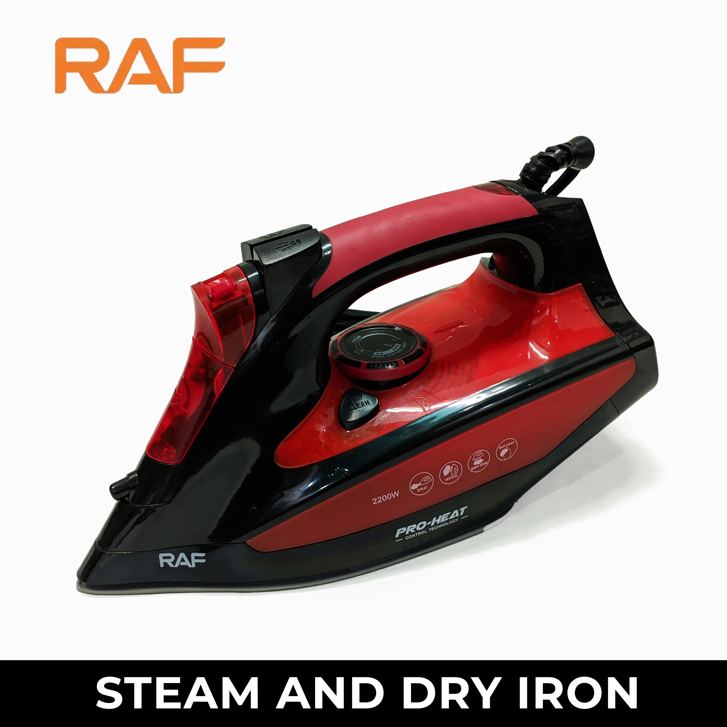 RAF Steam Iron R.1233R – Non-Stick Soleplate with Adjustable Temperature Control
